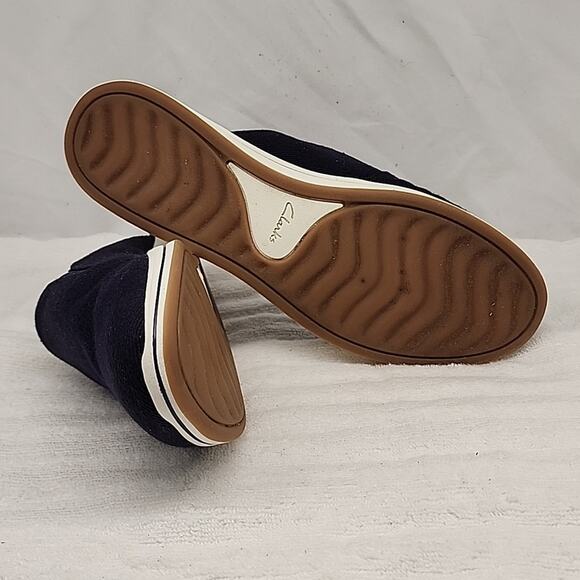 CLARKS BREEZE SHORE MULES DENIM BLUE LADIES SIZE 10 GUC - Picture 15 of 16